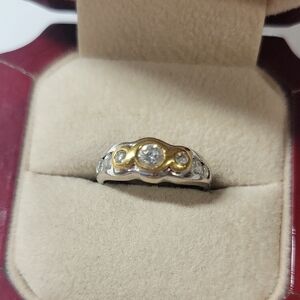 Two-Tone Gold & Silver Tone Cubic Zirconia Women's Ring